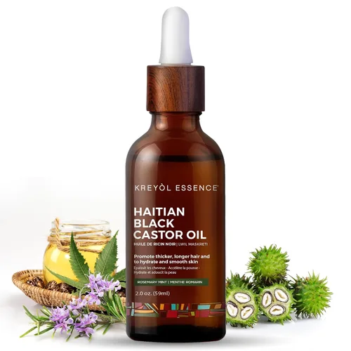 Miniatura 9 de Kreyol Essence - Aceite de ricino negro haitiano para piel y cabello, botella de vidrio, prensado en frío, sin hexano, cabello de aspecto más