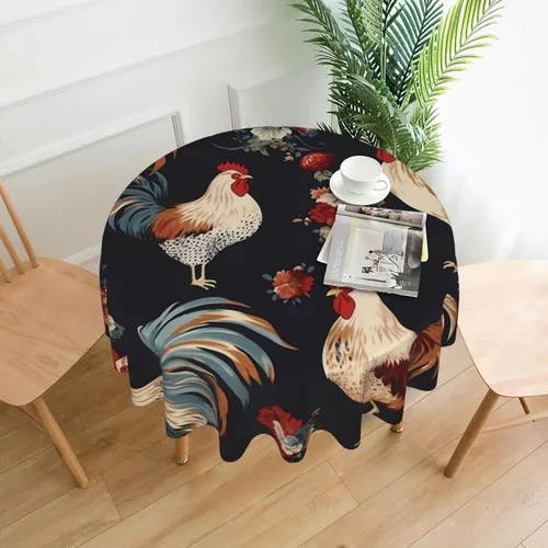 Miniatura 14 de Mantel redondo de 60 pulgadas impermeable con estampado de bulldogs ingleses, mantel circular para cocina, comedor, arrugas, mantel redondo
