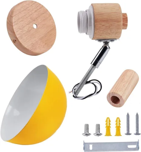 Miniatura 7 de Adjustable Scandinavian Wall Lamp E27 Lighting Fixture Retro Industrial Style for Bedroom Living Room Hallway(Amarillo,1 Pieza)