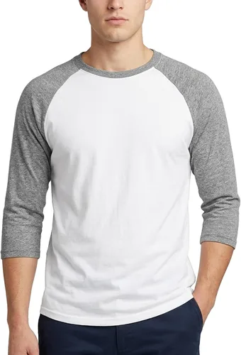 Miniatura 7 de Camiseta de béisbol raglán para hombre, de algodón, dos tonos, casual, atlética
