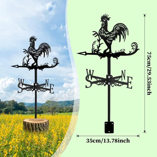 Miniatura 3 de Fenteer Veleta de metal de gallo, para montaje en techo, para exteriores, para jardín, jardín, cobertizo, patio y decoración de patio