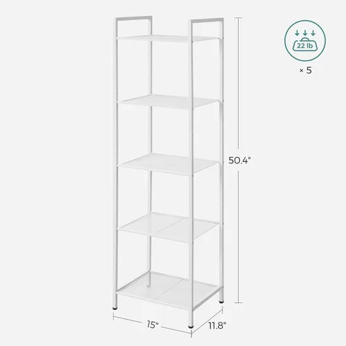 Miniatura 3 de SONGMICS Estante de almacenamiento de 5 niveles, estante de baño, soporte extensible para plantas con estante ajustable, para baño, sala de estar