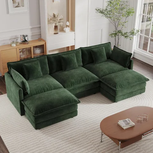 Miniatura 32 de mikibama - Sofá seccional modular, sofá en forma de L de 76.4 pulgadas para sala de estar, sofá cama cómodo tipo nube con otomano móvil, combinación