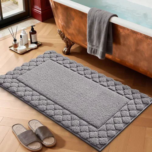 Miniatura 14 de LUMI Tapetes de baño, ultra suaves y absorbentes, para ducha, antideslizantes, lavables, con respaldo de goma, tapete de felpa de microfibra
