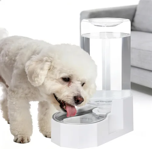 Miniatura 22 de Sfozstra Dispensador Automático de Agua para Mascotas: Cuenco de Agua de Acero Inoxidable Blanco por Gravedad de 8L - con Cepillo Especializado