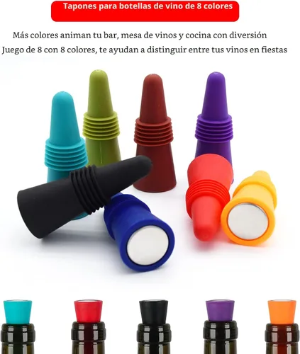 Miniatura 5 de Tapones de vino sellador de botellas de bebidas, tapones de silicona suave para botellas de vino, corchos con agarre superior para mantener el vino