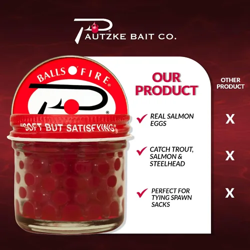 Miniatura 6 de Pautzke Balls O ' Fire - Cebo de pesca para huevos de salmón famoso y eficaz, accesorios de pesca mejorados con rayos UV, trucha de pesca líder