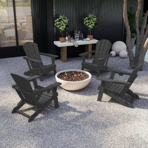 Miniatura 2 de GLANC Juego de 2 sillas plegables Adirondack de polietileno de alta densidad para todo tipo de clima, sillas de césped para patio al aire libre