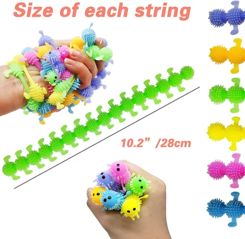 Miniatura 2 de Paquete de 12 juguetes elásticos para ansiedad, juguetes sensoriales de cuerda elástica, coloridas cuerdas elásticas para regalo del día del niño