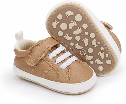 SOFMUO Zapatos deportivos de piel sintética para bebés, niños y niñas, con suela de goma suave, mocasines Oxford para recién nacidos,