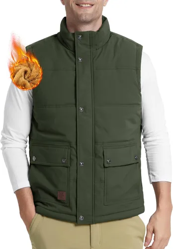 Miniatura 2 de MAGCOMSEN Chaleco de invierno para hombre, ropa de abrigo con forro polar, chaleco cálido sin mangas