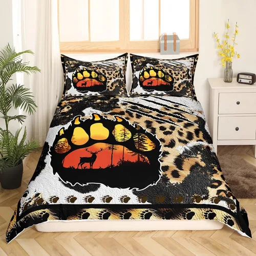 Miniatura 25 de Juego de funda de edredón de oso para niños, juego de ropa de cama de animales salvajes para niños, naturaleza, vida silvestre, oso, pájaro, juego