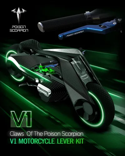 Miniatura 7 de POISON SCORPION Palancas de embrague de freno de motocicleta, rodillo de rueda corta azul ajustable CNC izquierda derecha compatible con YZF R1