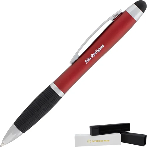 Miniatura 8 de Dayspring Pens Lumen Light-Up - Bolígrafo grabado con lápiz capacitivo, negro, grabado iluminado con pantalla de luz multicolor, acción de clic