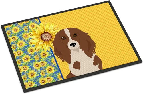 Miniatura 200 de Caroline's Treasures WDK5313MAT Airedale Terrier - Tapete para puerta delantera de 18 x 27 pulgadas, diseño de girasoles de verano, para entrada