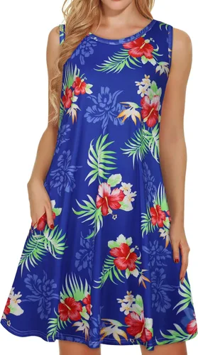 Miniatura 17 de elescat Vestidos de verano para mujer 2025, vestido casual de playa sin mangas con estampado floral, tipo camiseta, suelto y con bolsillos