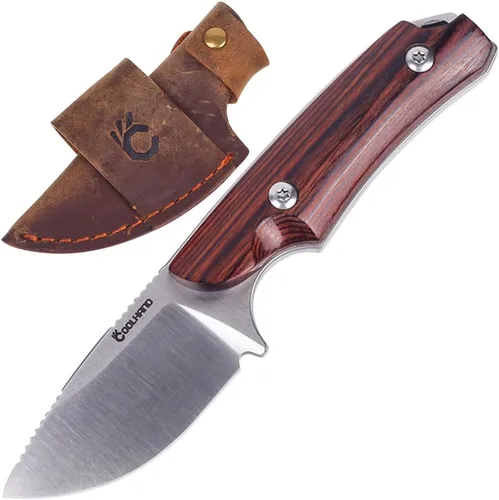 Miniatura 9 de Cool Hand Cuchillo de 5.98 pulgadas con funda de cuero, cuchillo de transporte horizontal compacto de espiga completa, funda de lazo de cinturón