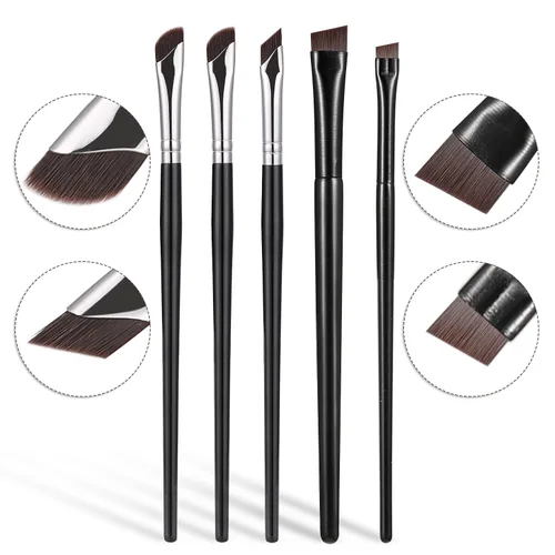 Miniatura 2 de Etercycle Juego de 5 pinceles delineadores de ojos para aplicación de maquillaje de precisión, ángulo fino y ultrafino inclinado ángulo plano