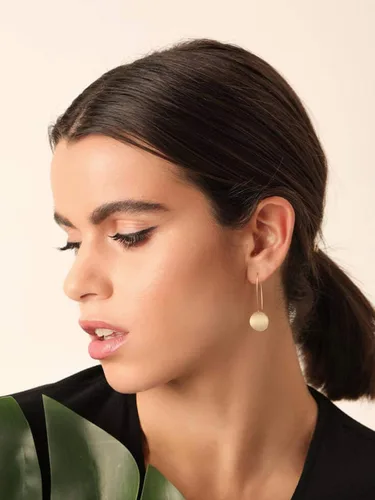 Miniatura 5 de Aretes colgantes largos de oro con forma de círculo de Simicircle para mujer, ligeros, moneda de disco circular, geométricos, planos, cepillados