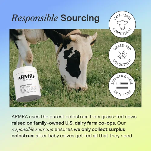 Miniatura 5 de ARMRA Colostrum™ Polvo premium, alimentado con hierba, salud intestinal, hinchazón, inmunidad para la piel y el cabello, contiene más de 400