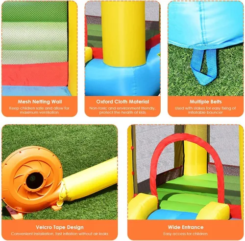 Miniatura 8 de Costzon Casa inflable de rebote con tobogán acuático con piscina de bolas y piscina de salpicaduras, castillo de salto animoso para niños diversión