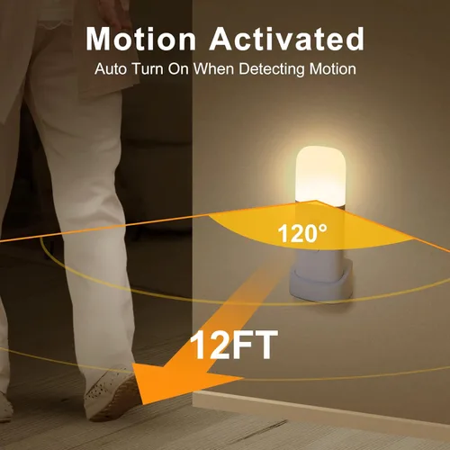 Miniatura 4 de CREWEEL Luz nocturna recargable con sensor de movimiento, luces nocturnas que funcionan con pilas, luz regulable con sensor de movimiento