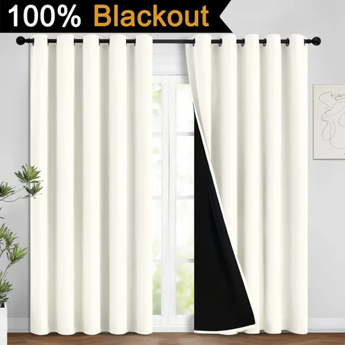 Miniatura 2 de Yakamok - Cortinas 100% opacas para dormitorio, bloqueo de luz, aislamiento térmico, reducción de ruido, cortinas opacas