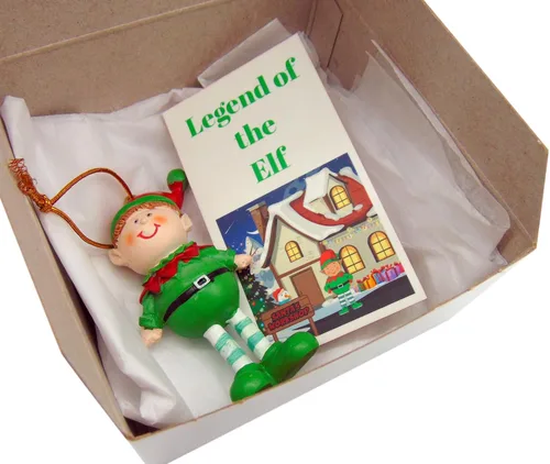 Miniatura 5 de Adorno de leyenda del elfo de poliresina para árbol de Navidad con tarjeta de historia en caja de regalo