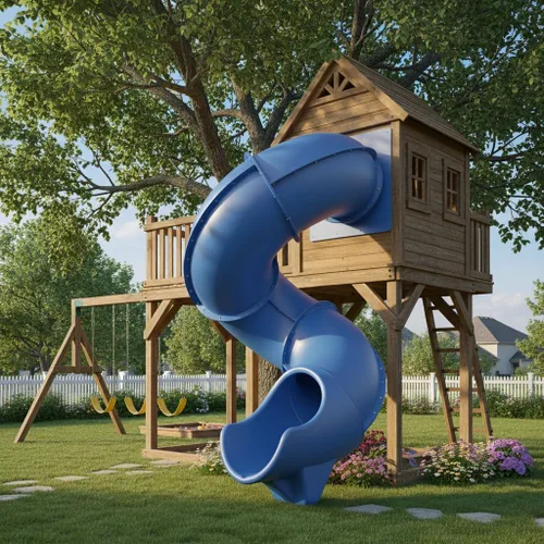 Miniatura 2 de Tobogán Turbo Twister de 9 pies para juegos – Aventura de giro, paseo suave y seguro TUSK Strong℠ (azul)