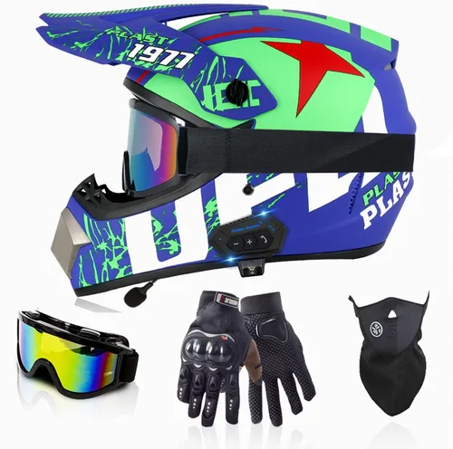 Miniatura 2 de Casco de motocross Bluetooth para adultos, casco de motocross, aprobado por DOT/ECE, perfecto para motocicletas de motocross, motos de cross, ATV