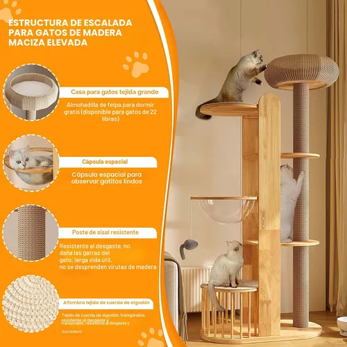 Miniatura 4 de Árbol de gato de 75 pulgadas para gatos de interior grandes y adultos, torre moderna de escalada para gatos grandes, poste alto para gatos, acogedor