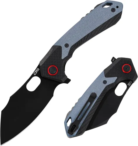 CJRB - Navaja plegable de bolsillo Caldera (J1923) con hoja de acero AR-RPM9 en polvo azul, mango G10 para hombres, EDC, camping, senderismo, al