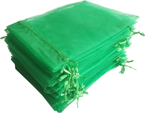 Miniatura 13 de 100 unidades por paquete, bolsas de envoltura de regalo de 5 x 7 pulgadas, ratán azul, tela transparente de organza, bolsas con cordón para regalos