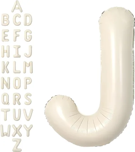 Miniatura 52 de SUWEN Globos de helio grandes de 102 cm (40 pulgadas) con letra S en color crema. Globos grandes de papel de aluminio con letra en helio, de A a Z.