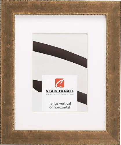 Craig Frames Patina 125, marco de fotos de 5 x 7 pulgadas mate para mostrar una foto de 4 x 6 pulgadas, cobre envejecido y negro