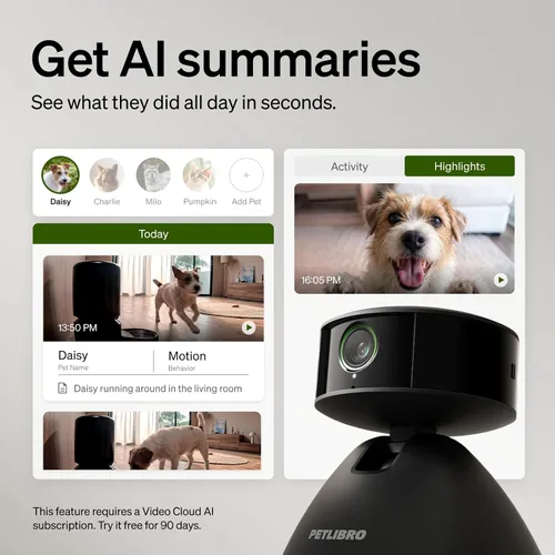 Miniatura 4 de PETLIBRO Cámara para gatos y perros con reconocimiento de múltiples mascotas, cronogramas individuales, seguimiento de actividad, resúmenes