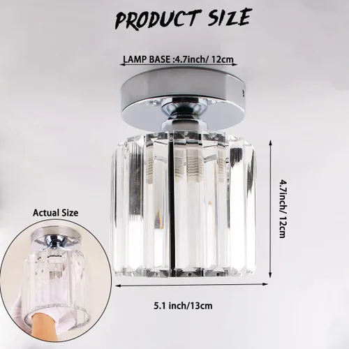 Miniatura 5 de FRIXCHUR Candelabro Pequeño de Cristal Lámpara de Techo Semi Empotrada Accesorio de Iluminación de Techo Lámpara de Techo Moderna de Cristal