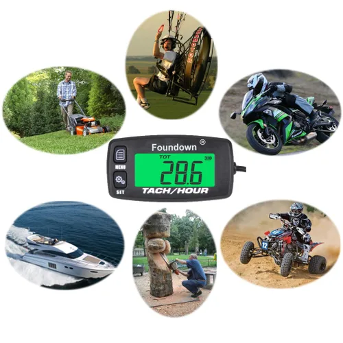 Miniatura 7 de Tacómetro de motor pequeño, medición de RPM, medidor de horas digital, monitoreo de horas del motor para aviones ultraligeros, motosierra