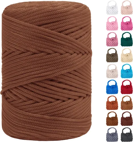 Miniatura 11 de Cordón de macramé de poliéster de 0.118 in x 185 yardas, cordón trenzado de macramé, bolsa de ganchillo, hilo de poliéster para ganchillo, bolsa