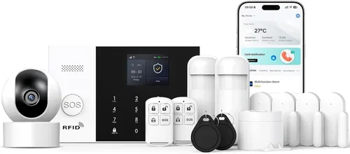 Miniatura 12 de LWOHSI Sistema de alarma inalámbrico, sistemas de seguridad para el hogar 4G/WiFi, alerta de aplicación de teléfono, sensores de puerta/ventana