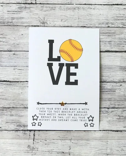 Miniatura 17 de Softball Wish Bracelet, Softball Gift, Team Gift, Softball Card, Graduation, Senior Year, Sports Team Party Favor Gift, Team Wish Gift
