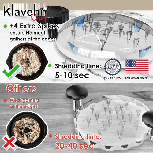 Miniatura 3 de American Brand - Trituradora de pollo de 3 capas con placa desmontable + cepillo especial, doble antideslizante, sin BPA, resistente al calor, apta