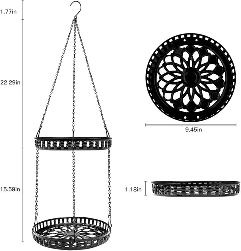 Miniatura 4 de Soporte para plantas colgantes para interior y exterior, estante para plantas colgantes de 2 niveles, soporte para plantas colgantes de metal