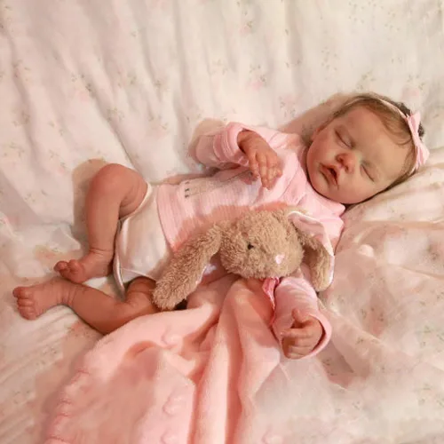 Miniatura 5 de Lindas muñecas de bebé Reborn de cuerpo completo de silicona de 18 pulgadas durmiendo recién nacido, niña realista de silicona de la vida real