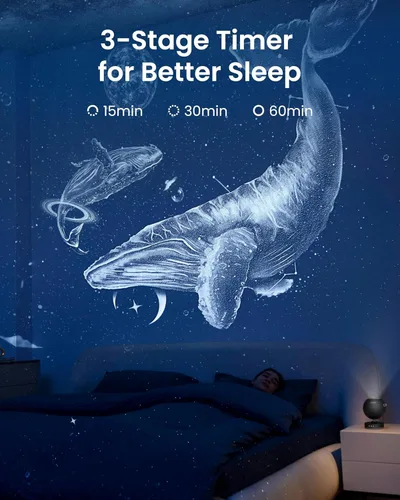 Miniatura 4 de POCOCO Proyector Galaxy Star para dormitorio con discos de película óptica reemplazables, proyector de luz nocturna de planetario para el hogar