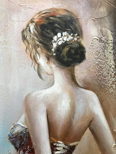 Miniatura 4 de Boiee Arte, 24 x 36 pulgadas, pintada a mano, niña en vestido de novia, lienzo, figuras abstractas, obras de arte de arte de pared acrílicas