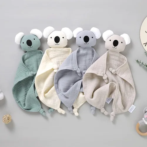 Miniatura 7 de LAWKUL Baby Lovey - Manta de seguridad de muselina de algodón orgánico, suave, transpirable, para bebés, niños y niñas, unisex, koala, beige