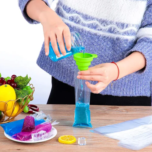 Miniatura 4 de 1002 bolsas de helado desechables para helados con embudo de silicona, bolsa de dulces de 3 tamaños para hacer yogur, 2 x 12 pulgadas, 3 x 12