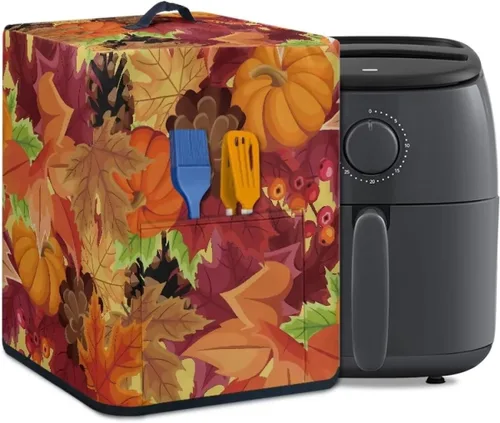 Miniatura 11 de Gomyblomy Funda para electrodomésticos pequeños con diseño de murciélagos, protector de freidora de aire lavable con tema de Halloween, protector