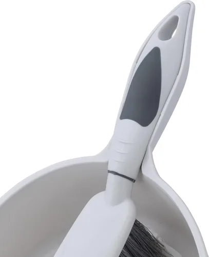 Miniatura 5 de Superio Juego de cepillo y recogedor, borde de goma para una fácil recogida de la suciedad, juego de escobas de plástico duradero con mango de Gris
